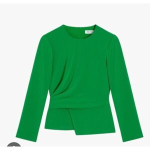 The Fold London Malone Top Vibrant Green Draped Old Money NWT Size 14